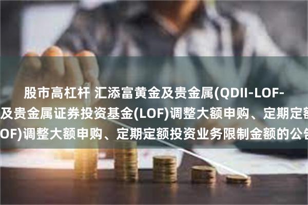 股市高杠杆 汇添富黄金及贵金属(QDII-LOF-FOF)C: 关于汇添富黄金及贵金属证券投资基金(LOF)调整大额申购、定期定额投资业务限制金额的公告