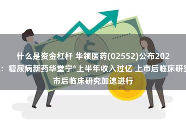 什么是资金杠杆 华领医药(02552)公布2024中期业绩：糖尿病新药华堂宁®上半年收入过亿 上市后临床研究加速进行